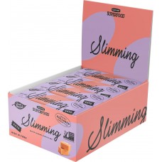 12 sūrios karamelės skonio baltyminių batonėlių glaistytų šokoladu „Slimming“ dėžutėje, (12x40g)